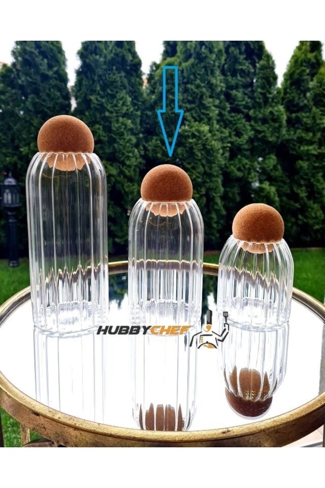 Cam Kavanoz Mantar Top Kapaklı Kavanoz ''tek'' Boy M BOY