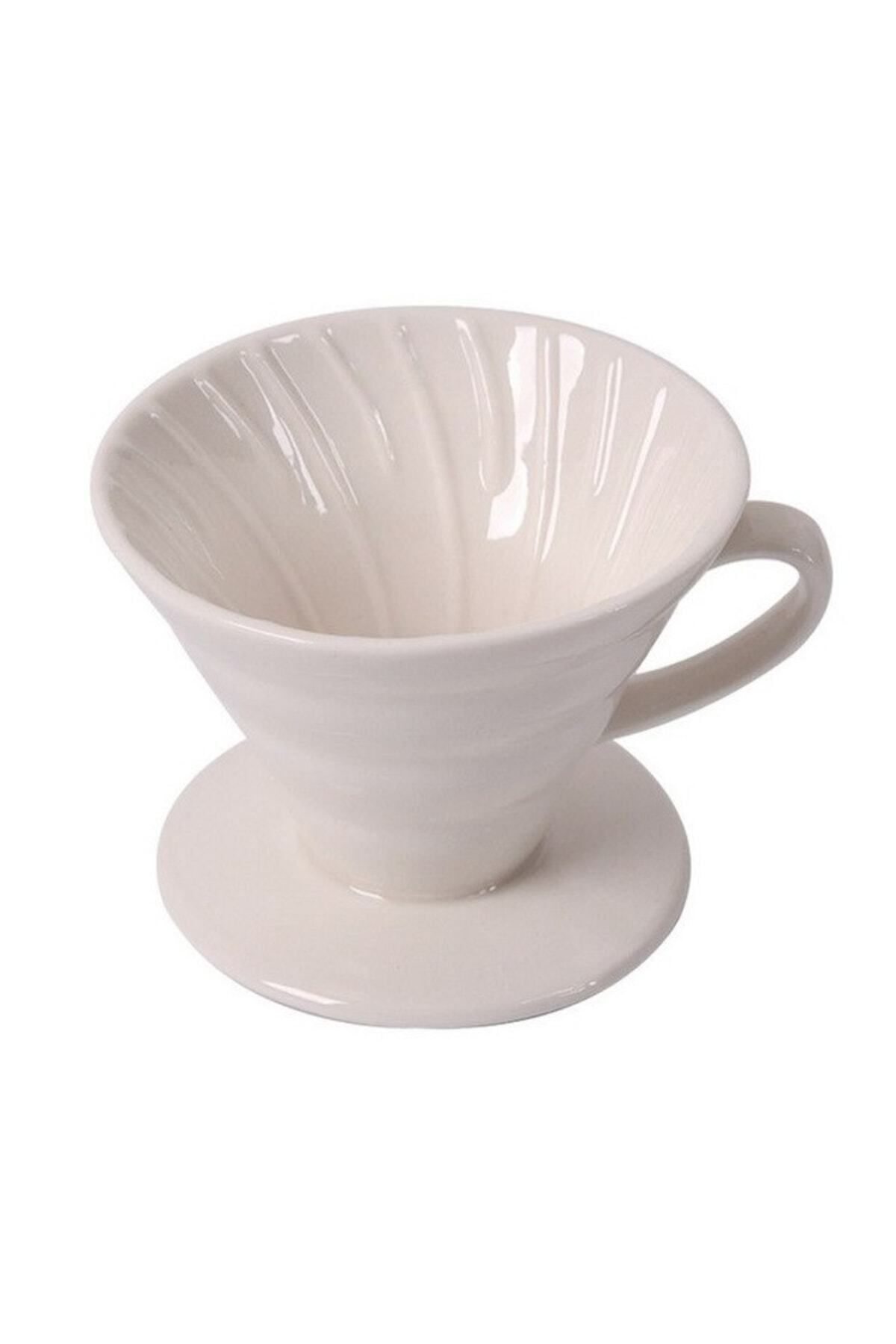 V60 02 Seramik Kahve Demleme Ekipmanı (KIRMIZI) BEYAZ