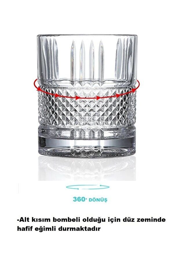 Viski Kokteyl Bardağı Kadehi 360 Dönen Cam Bardağı 2li Set 300ml