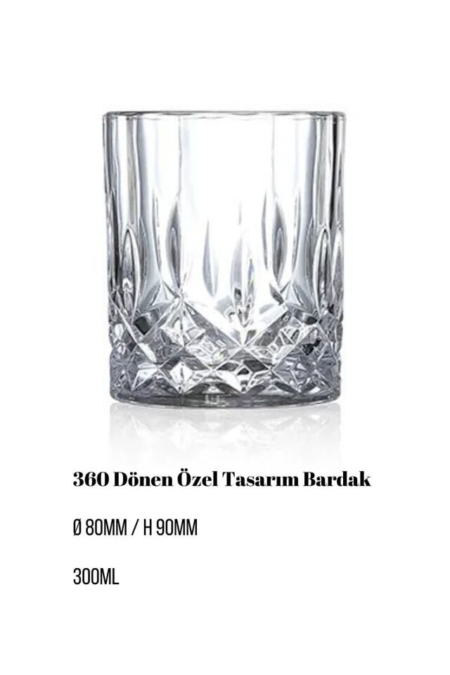 360 Dönen Viski & Kokteyl Bardağı 2'li Set - 300ml