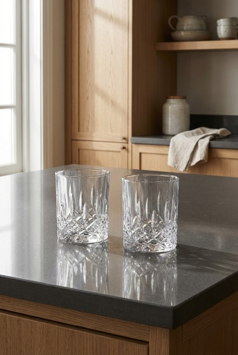 Viski Kokteyl Bardağı Kadehi 360 Dönen Cam Bardağı 2li Set 300ml