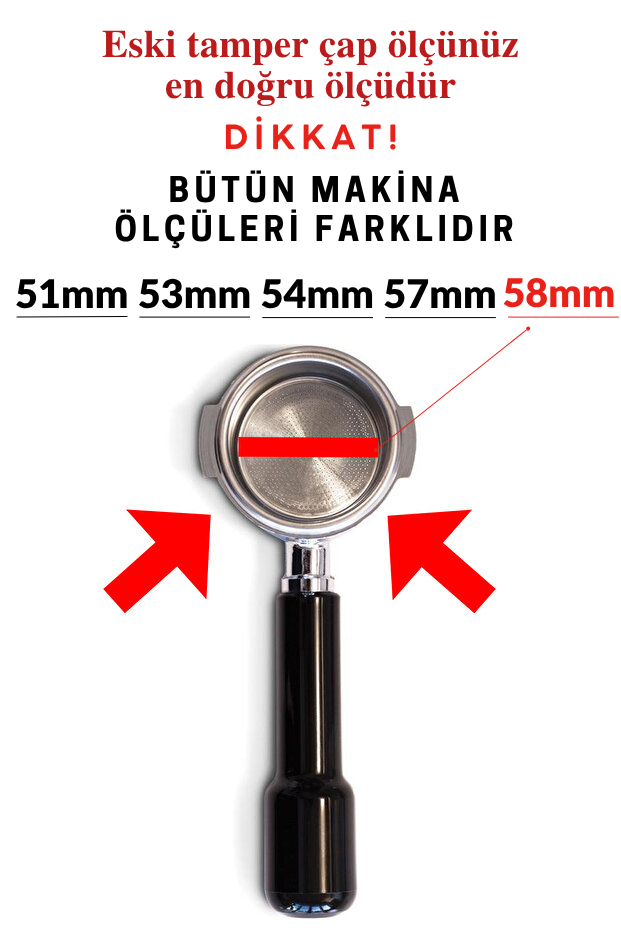 Espresso Kahve Sıkıştırıcı Tamper Siyah Metal 58 mm